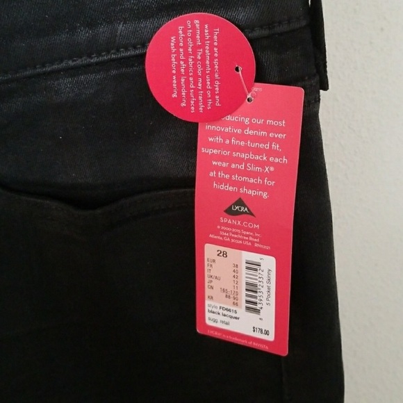 Spanx 5 pocket Skinny Black Lacquer NWT - Picture 3 of 4